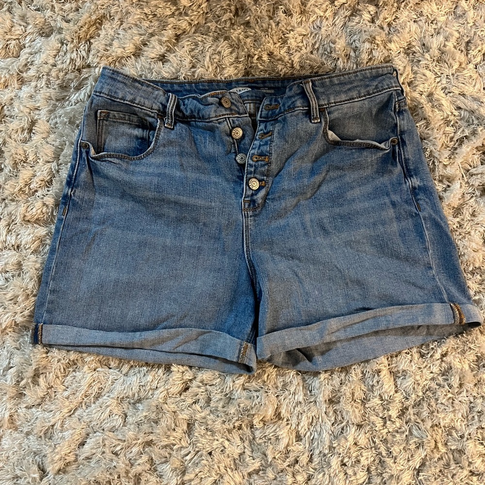 Old Navy Jean Shorts Womens: High Rise Secret Slim Pocket Button Fly